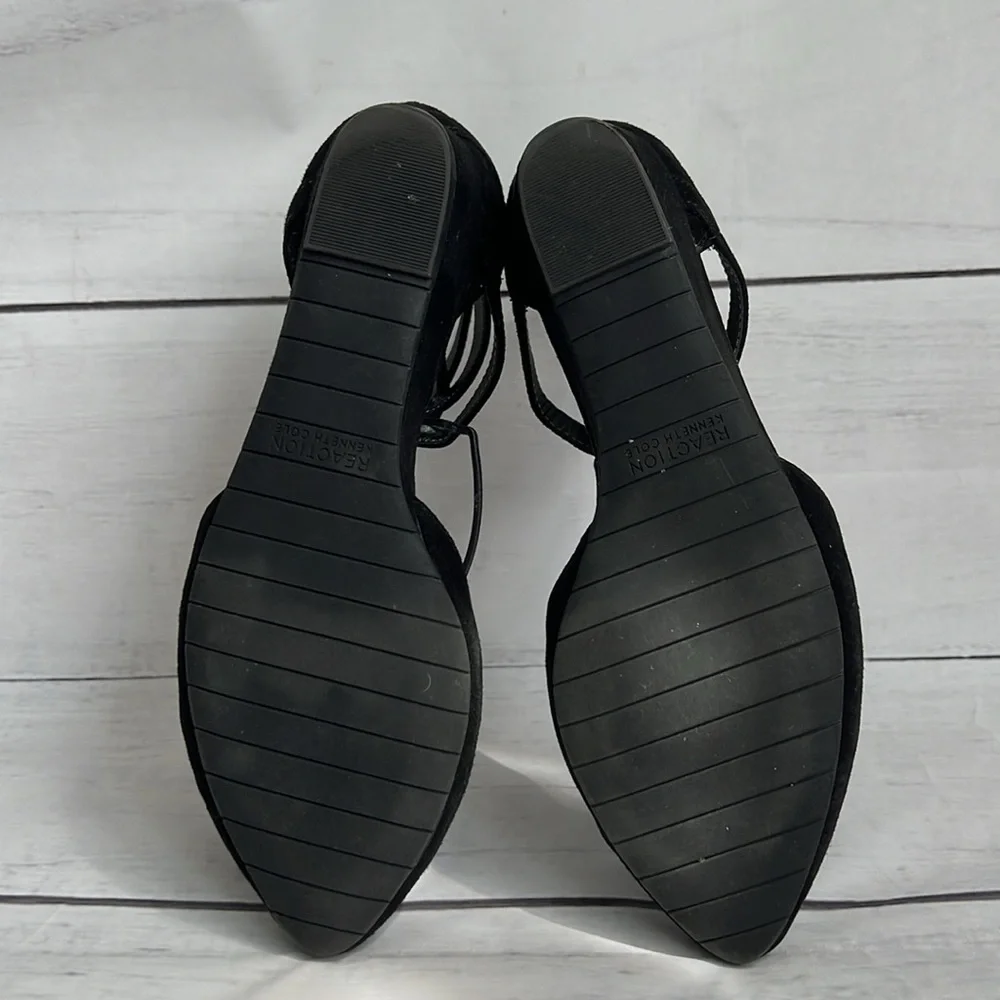 Reaction Kenneth Cole Black Heel With String Suede US 6.5 Med - Picture 9 of 10